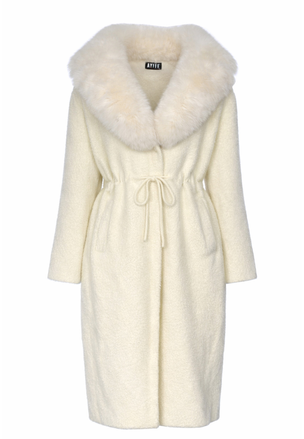 GIACCA LUNGA CON COLLO IN PELLICCIA,3 TG,100%NY,MADE IN PRC   - IVORY